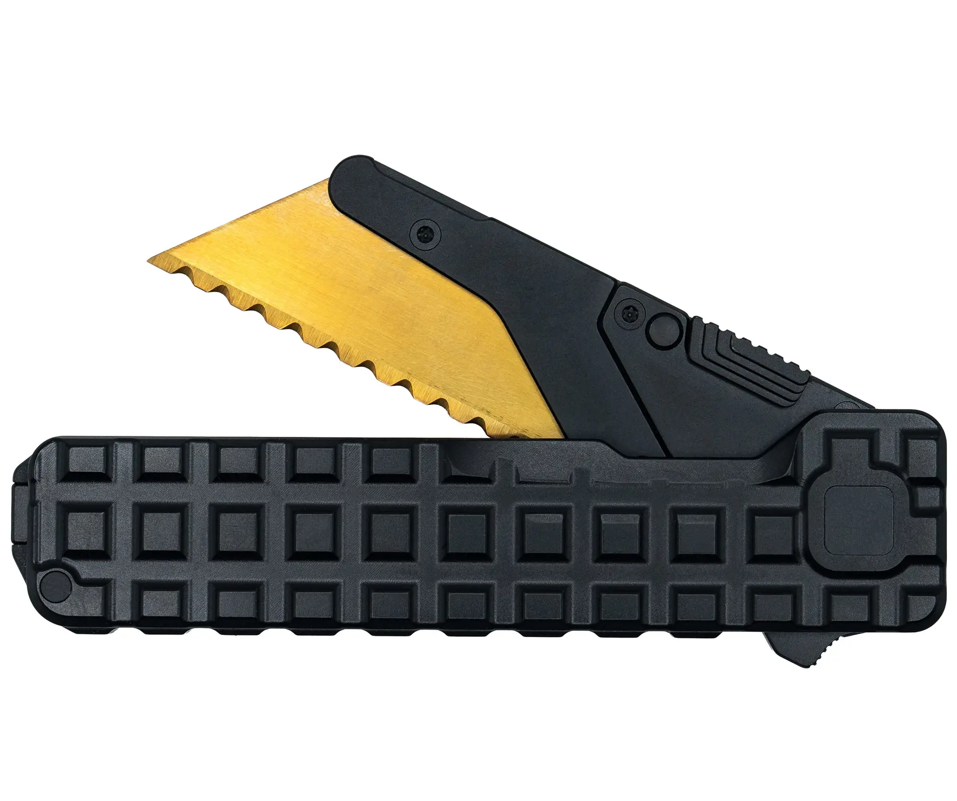 TiRant® ULTRA Utility Knife W/HotSwap™ Blade Replacements (Jet-Black PVD 6AL-4V Titanium) FULL FRAG Milled W/Frag Pattern Matched ‘Integral-like’ Back Spacer