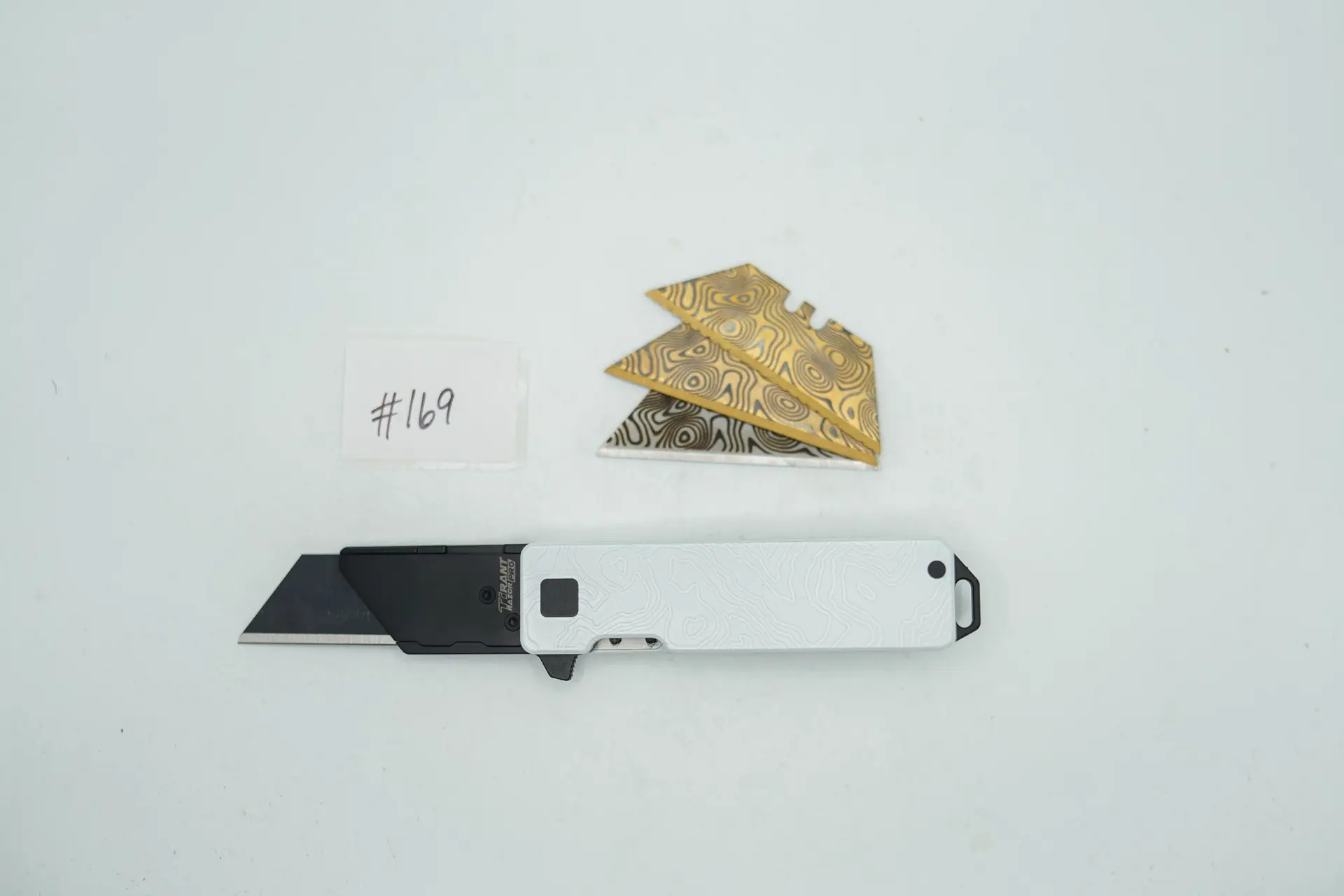 BUILD #169 — Condition 9/10 — TiRant RAZOR V3 Cascadia 3D-Milled Both Sides + Custom Stark White Blem Cerakote Photo Sample + 3X Custom Laser Engraved Razor Blades From The ToolRoom