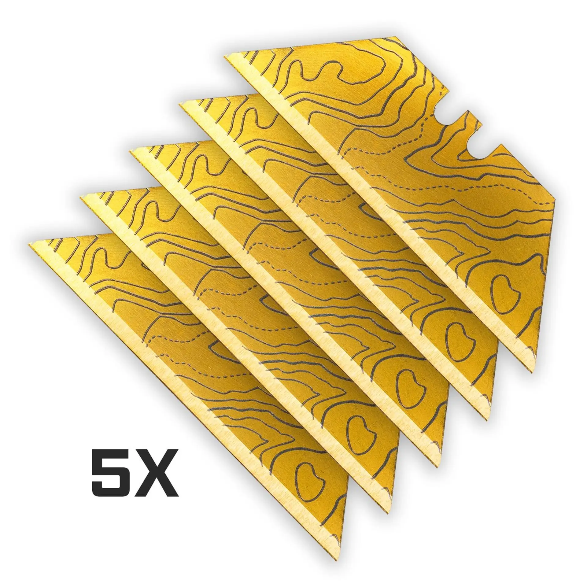 Cascadia Topo GOLD SERIES Razor Blades (Premium TITANIUM Coated SK5 Utility Knife Blades) 5-Pack or 10-Pack