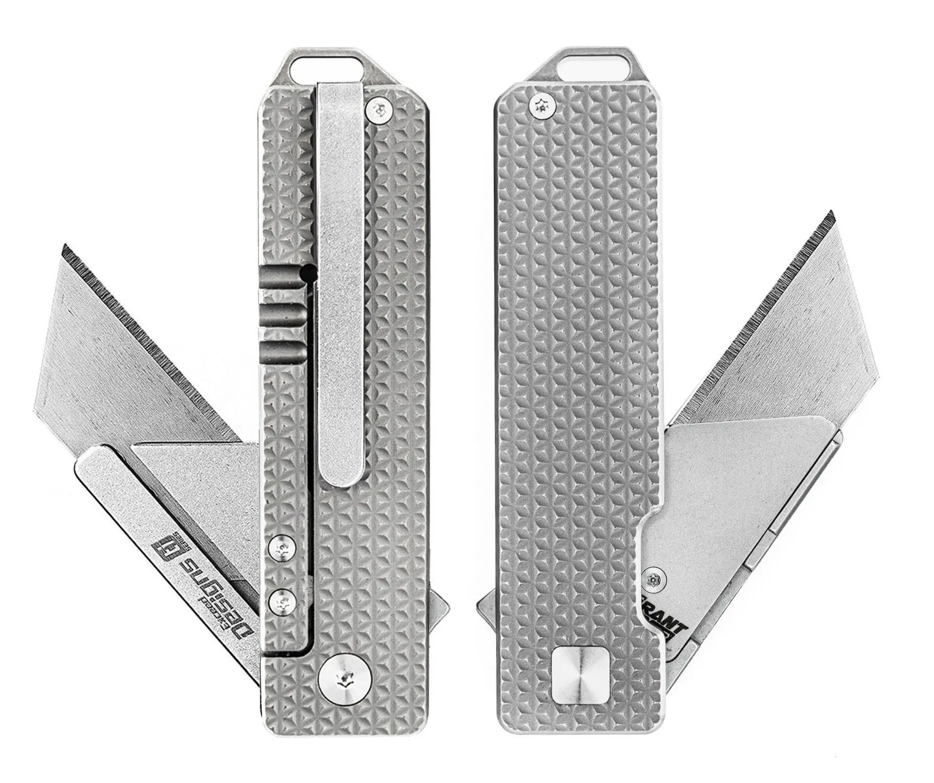 TiRant® RAZOR V3 Utility Knife (Stonewashed 6AL-4V Titanium) Dual APEX Edition – Complete