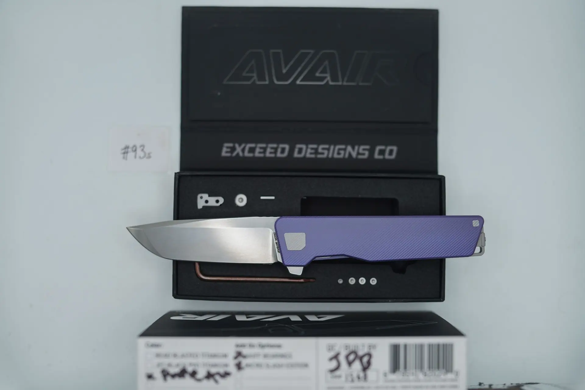 BUILD #93s — Condition 9/10 — AVAIR M390 Micro-Slash – W/Pre-Installed SKIFF Bearings + Rare CUSTOM Deep-Sea Purple Titanium ANO W/Diamond Compound Ground M390 Blade