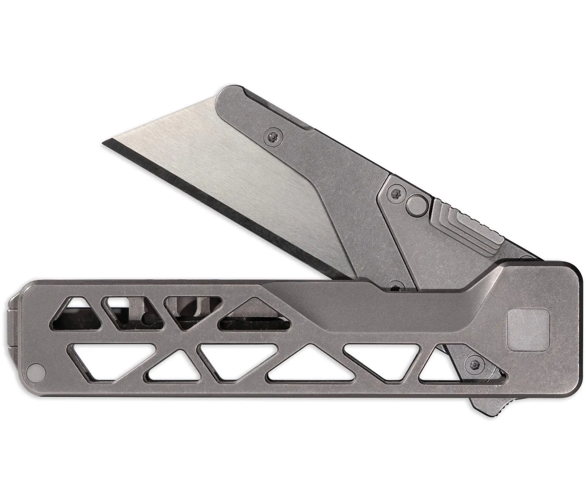 TiRant® ULTRA Utility Knife W/HotSwap™ Blade Replacements (6AL-4V Titanium) SKELETON ‘Skultra’ + Centurion Bronze ANO + Silver Hardware Contrast