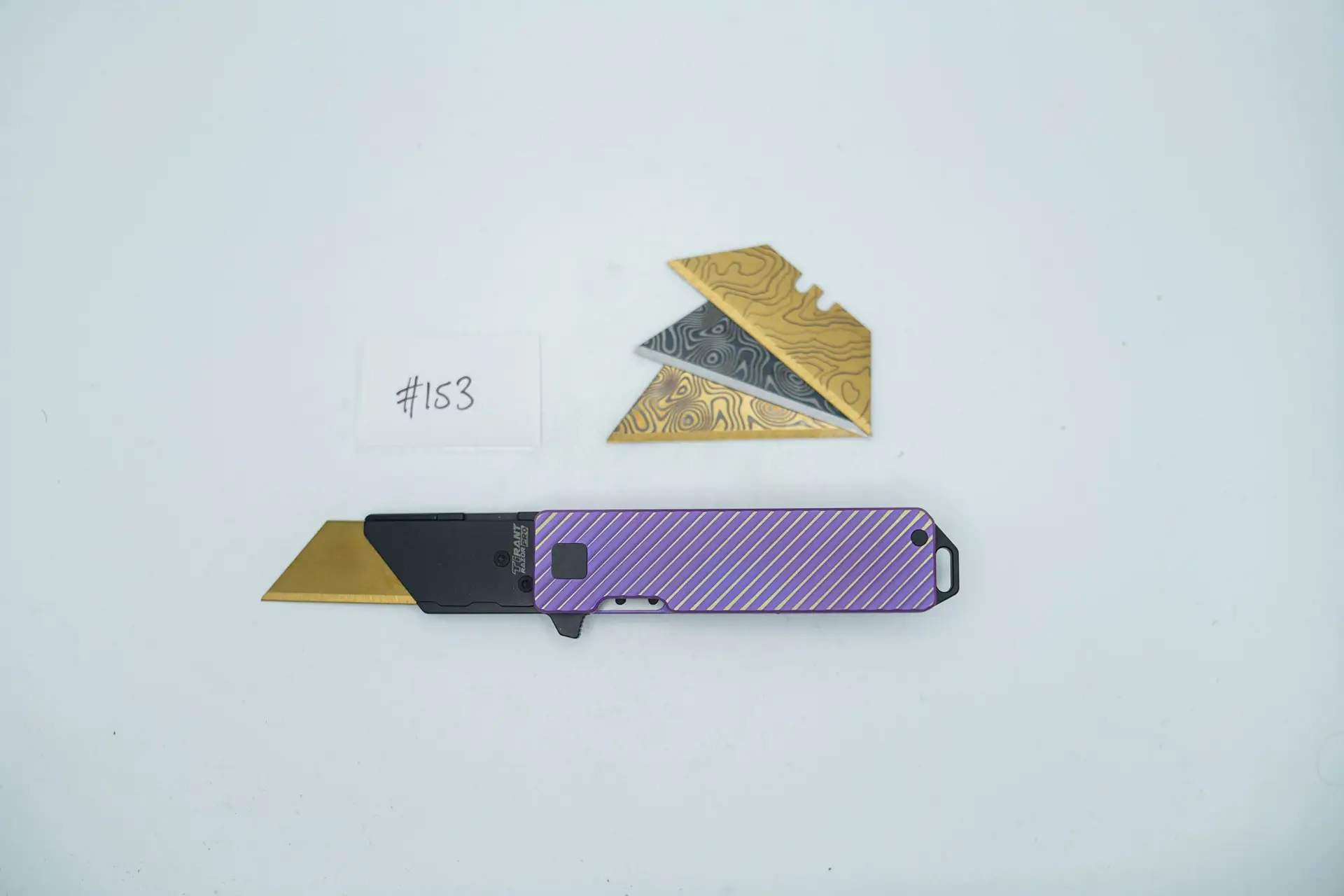 BUILD #153 — Condition 9/10 — TiRant RAZOR V3 Dual-Deep Slash 3D Milled + Custom Hand-Sanded Tops W/Light Gold ANO On Groove-Tops + Purple ANO Full Custom + 3X Custom Laser Engraved Razor Blades From The ToolRoom