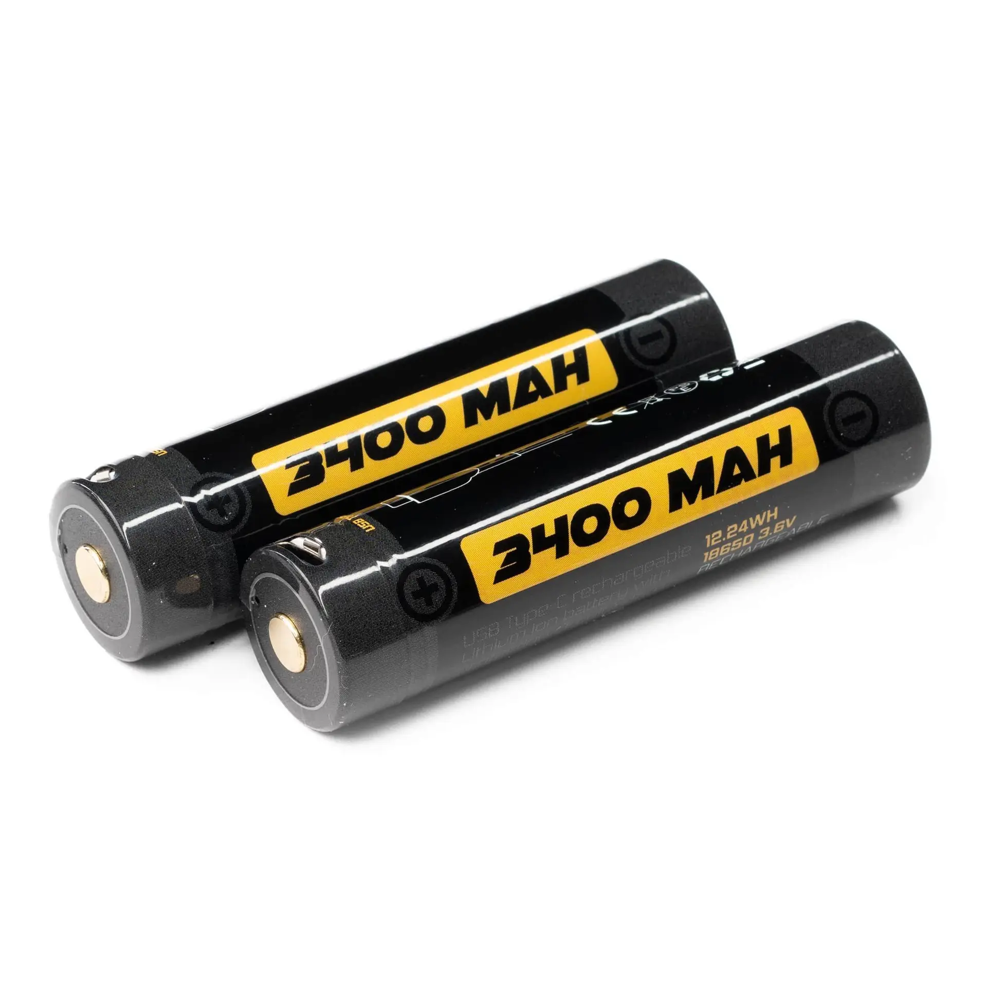2-Pack LG-MADE High Capacity 3400MAH 18650 Battery With USB-C Rechargeable Port 3.6V 12.24Wh
