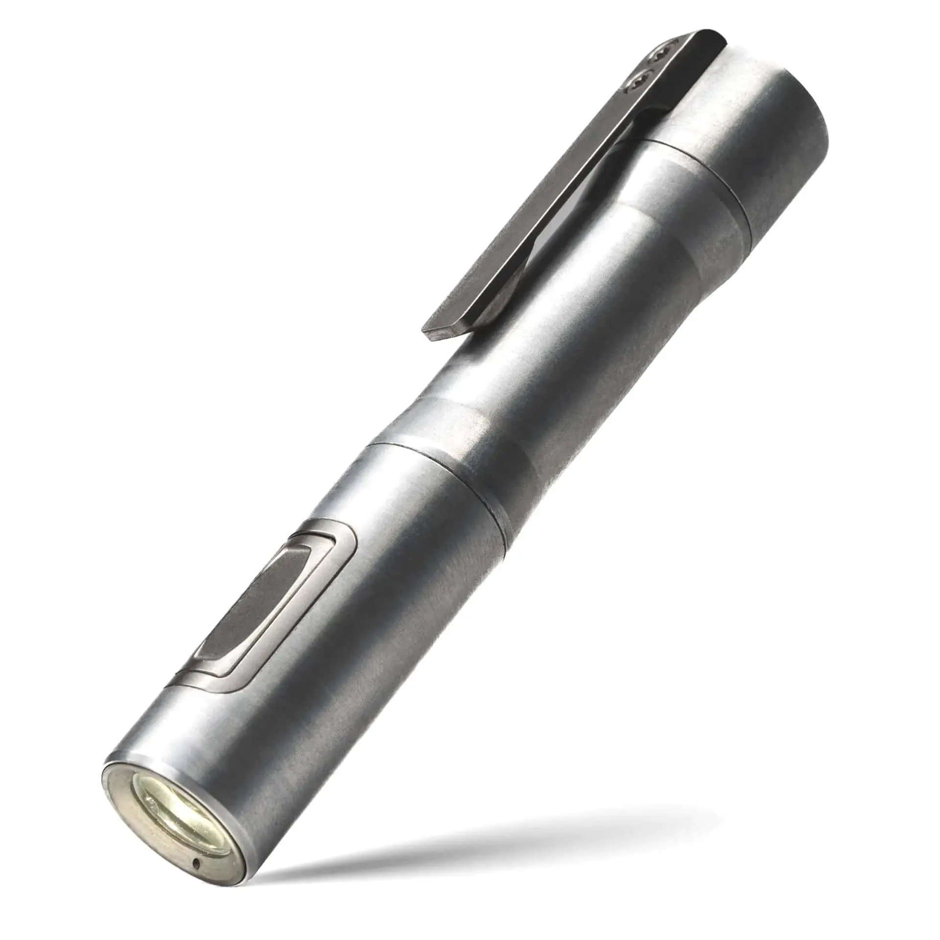 RAMPANT™ R4 EDC Flashlight (Fine Satin Stonewashed Aluminum + Ti Buttons + Bezel + Clip) 1300+ LUMENS Nichia 519A