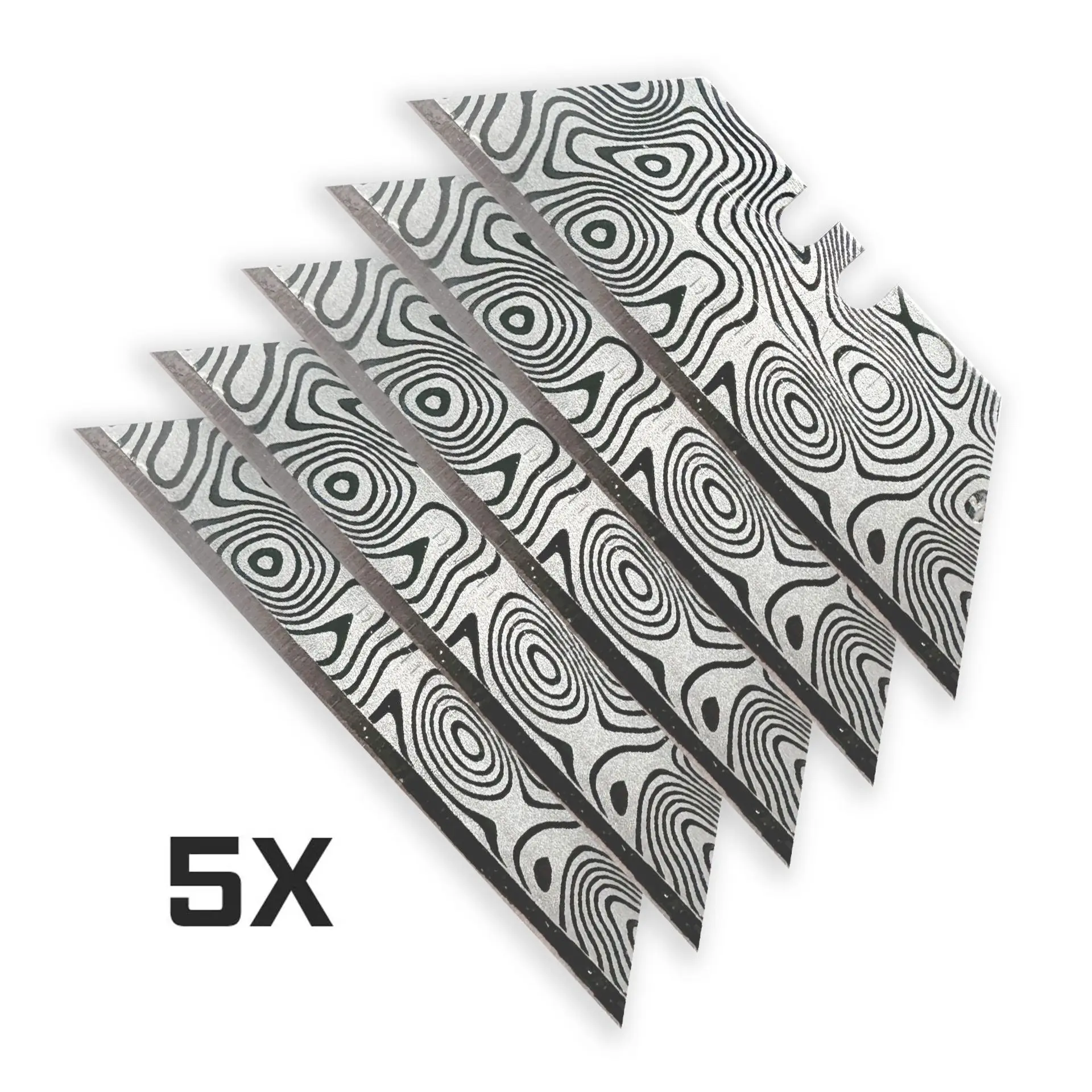 Silver DAMASCUS STEEL PATTERN Razor Blades High Quality Silver Utility Knife Blades (5-Pack or 10-Pack)