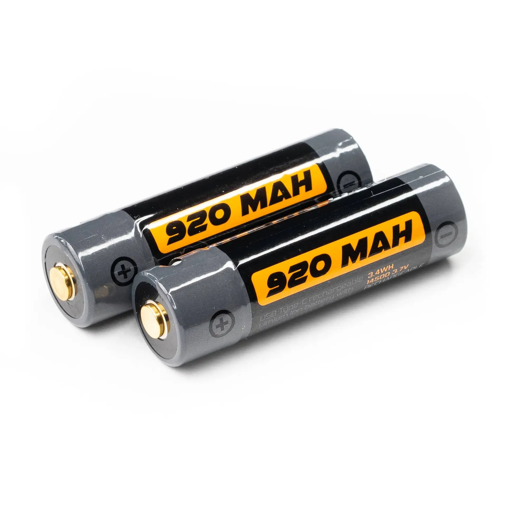2-Pack 920MAH 14500 Battery With USB-C Rechargeable Port (INR14500) 3.7V 3.4Wh
