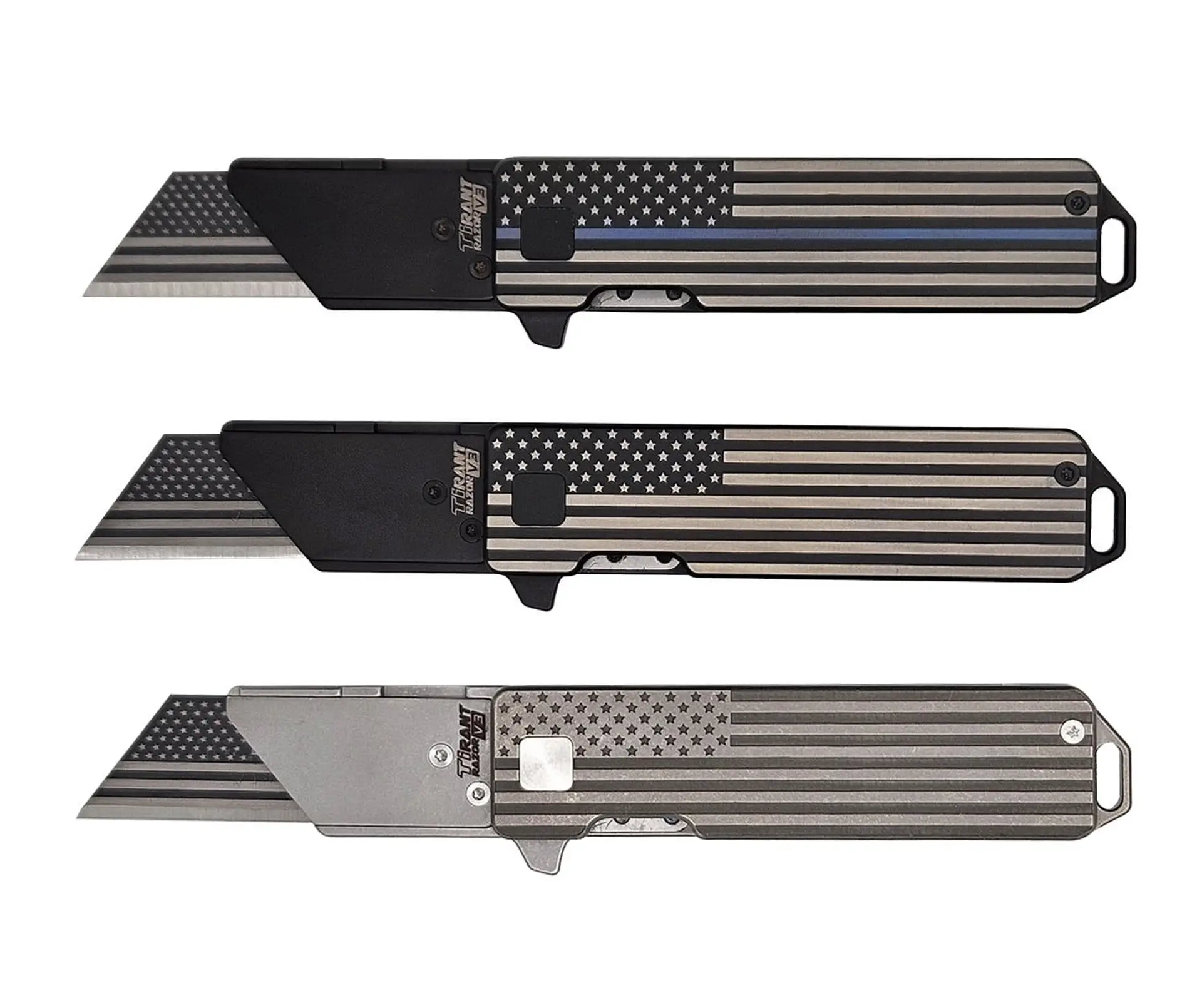 TiRant® RAZOR V3 Utility Knife (50/50 Jet-Black or Stonewashed + USA FLAG Edition)