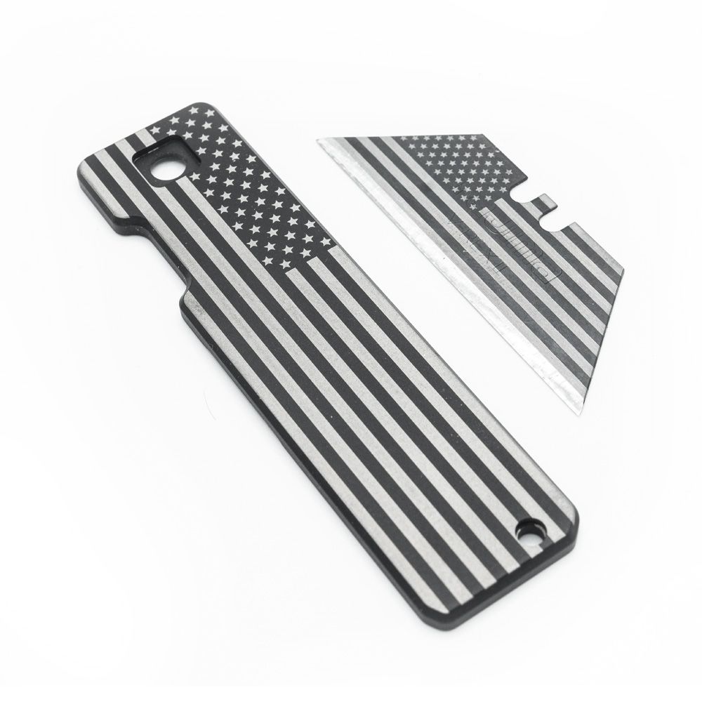 Jet-Black PVD 6AL-4V Titanium USA FLAG RH Handle With 1X Matching