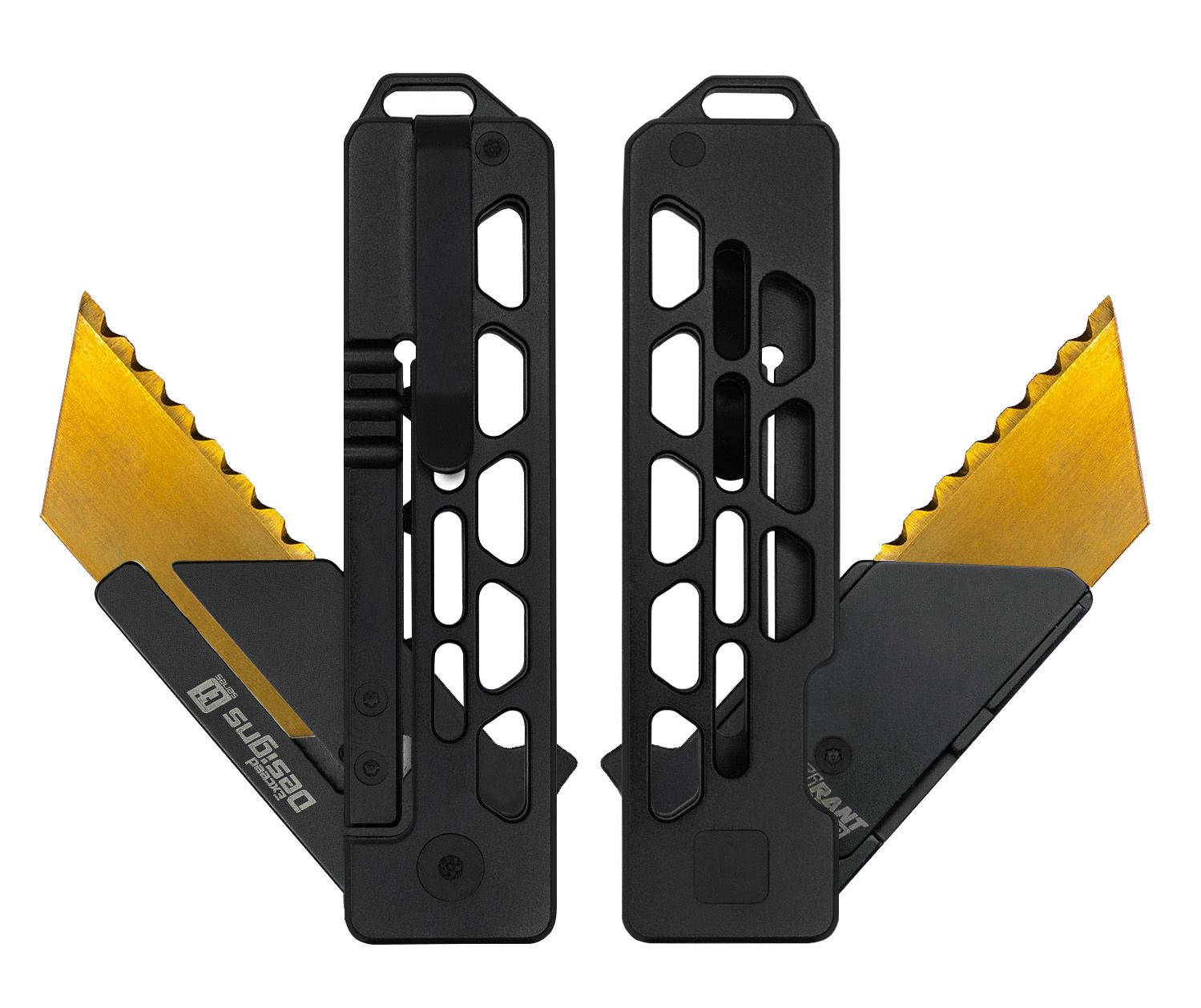 TiRant® RAZOR V3 Utility Knife (Jet-Black 6AL-4V Titanium) Dual