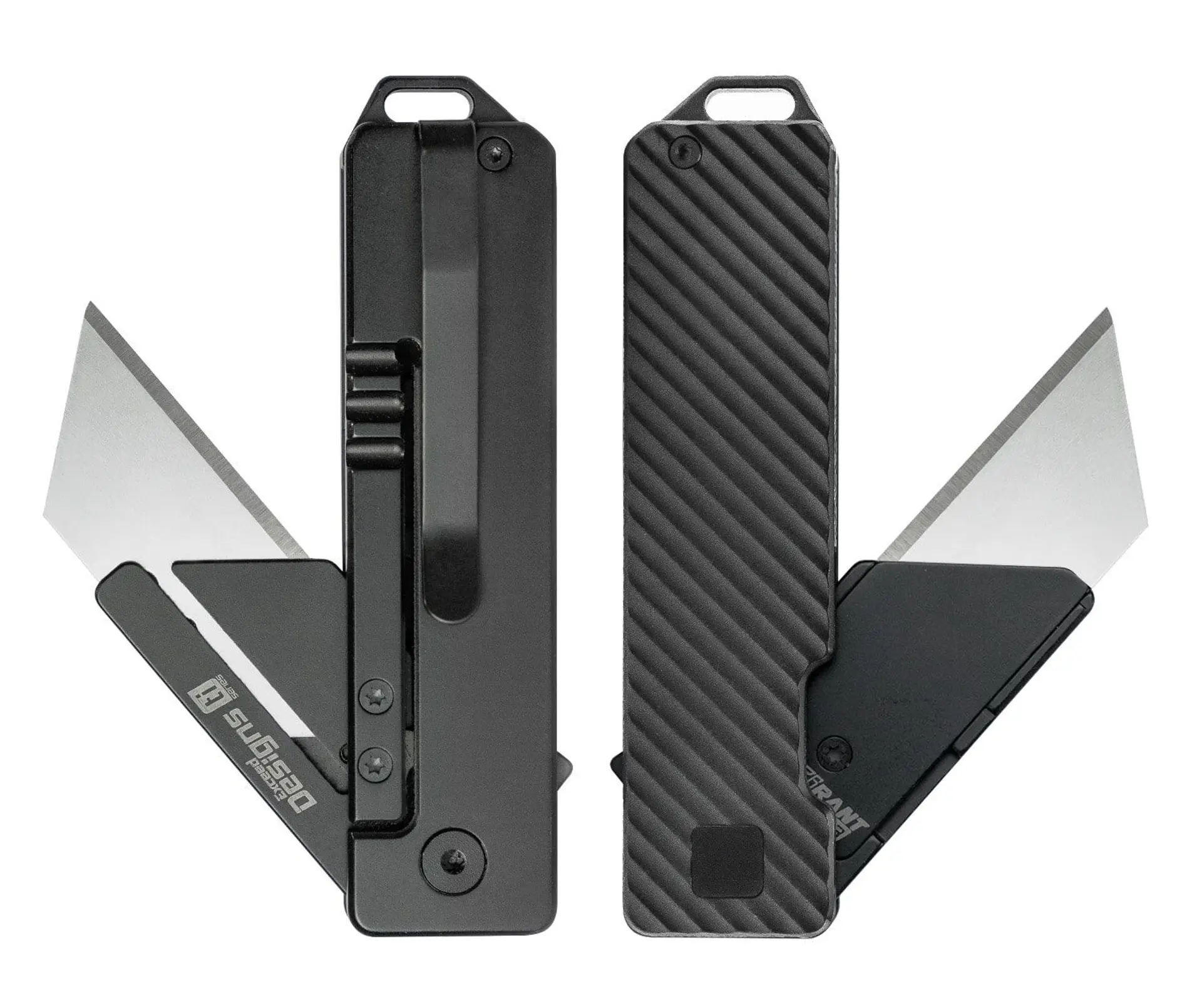 TiRant® RAZOR V3 Utility Knife (50/50 Jet-Black PVD 6AL-4V Titanium SLASH EDITION)