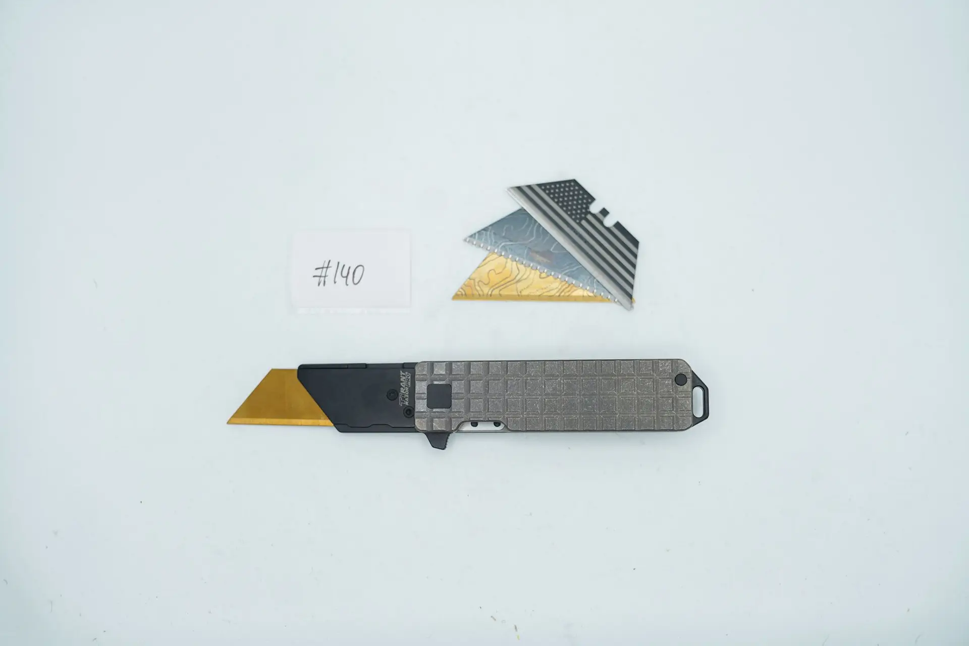 BUILD #140 — Condition 10/10 — TiRant RAZOR V3 Stonewashed Titanium + Jet-Black PVD + USA-Milled RARE FRAG RH Handle + 38MM Mini Clip + 3X Custom Laser Engraved Razor Blades From The ToolRoom