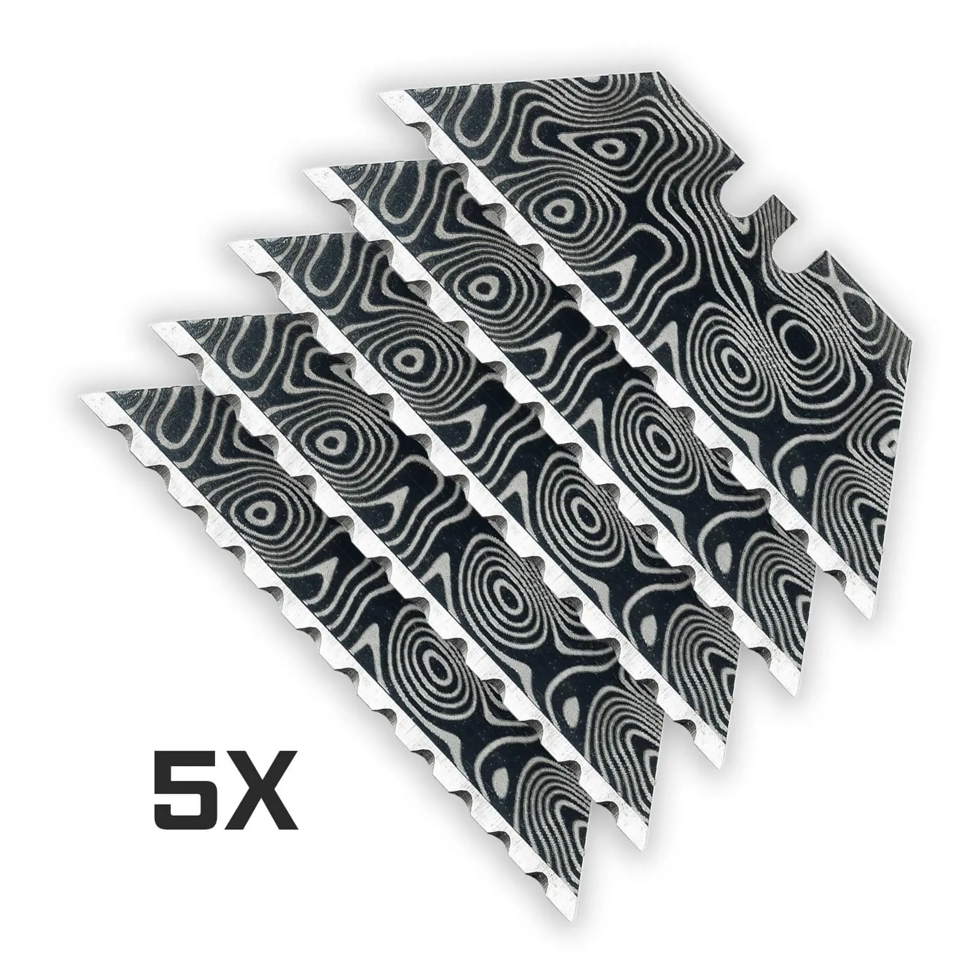 Damascus 12-Point BLACK SERRATED Razor Blades (Black Oxide Coated SK5 Utility Knife Blades) 5-Pack or 10-Pack