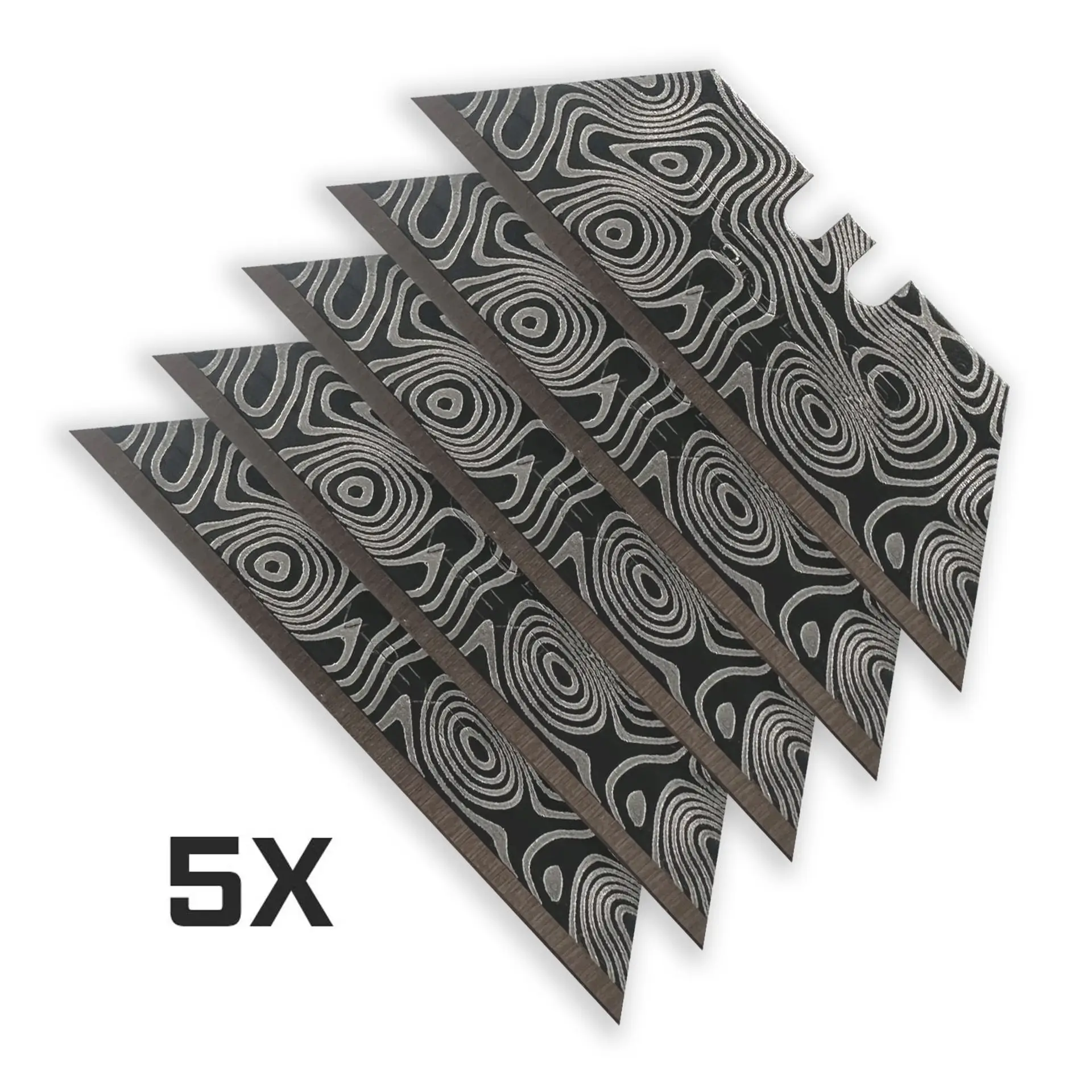 Black DAMASCUS STEEL PATTERN Razor Blades Tajima V-REX II Premium Tempered Utility Knife Blades (5-Pack or 10-Pack)