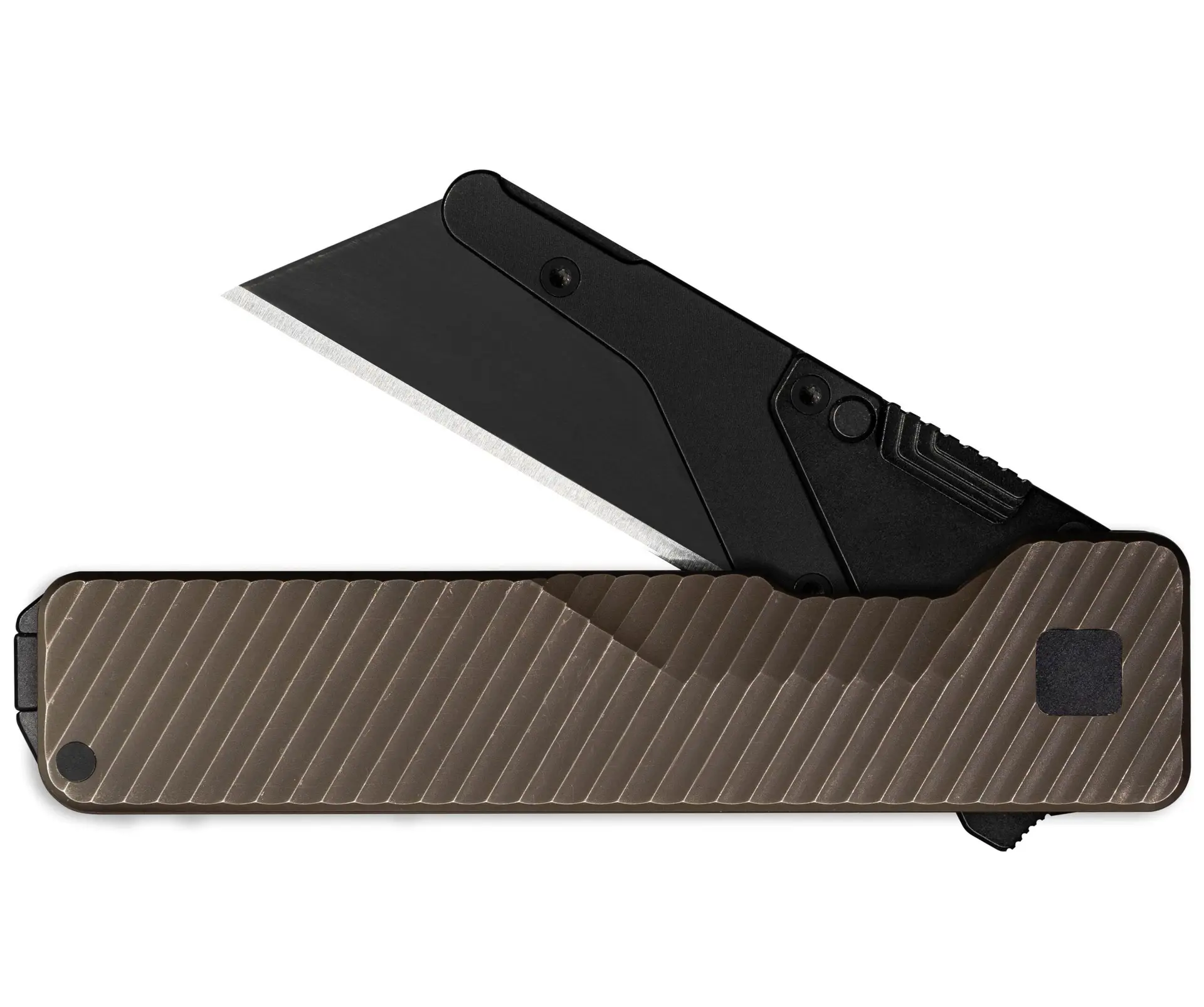 TiRant® ULTRA Utility Knife W/HotSwap™ Blade Replacements (6AL-4V Titanium) DUAL Deep-Slash + Centurion Bronze + Jet-Black Hardware Contrast