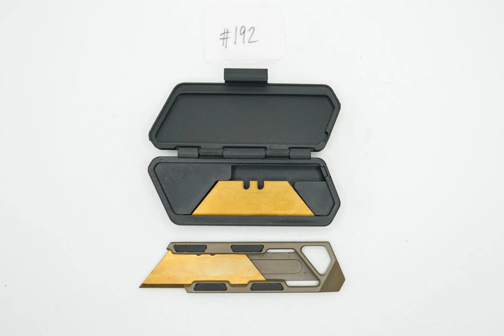 BUILD #192 Condition 9/10 — TiRant RAZOR-M MacLock Edition 2.0 (Black Magnets With No Clip) + FDE-TAN Cerakote Prototype (See Photo For Exact Knife) 10X Gold Razor Blades