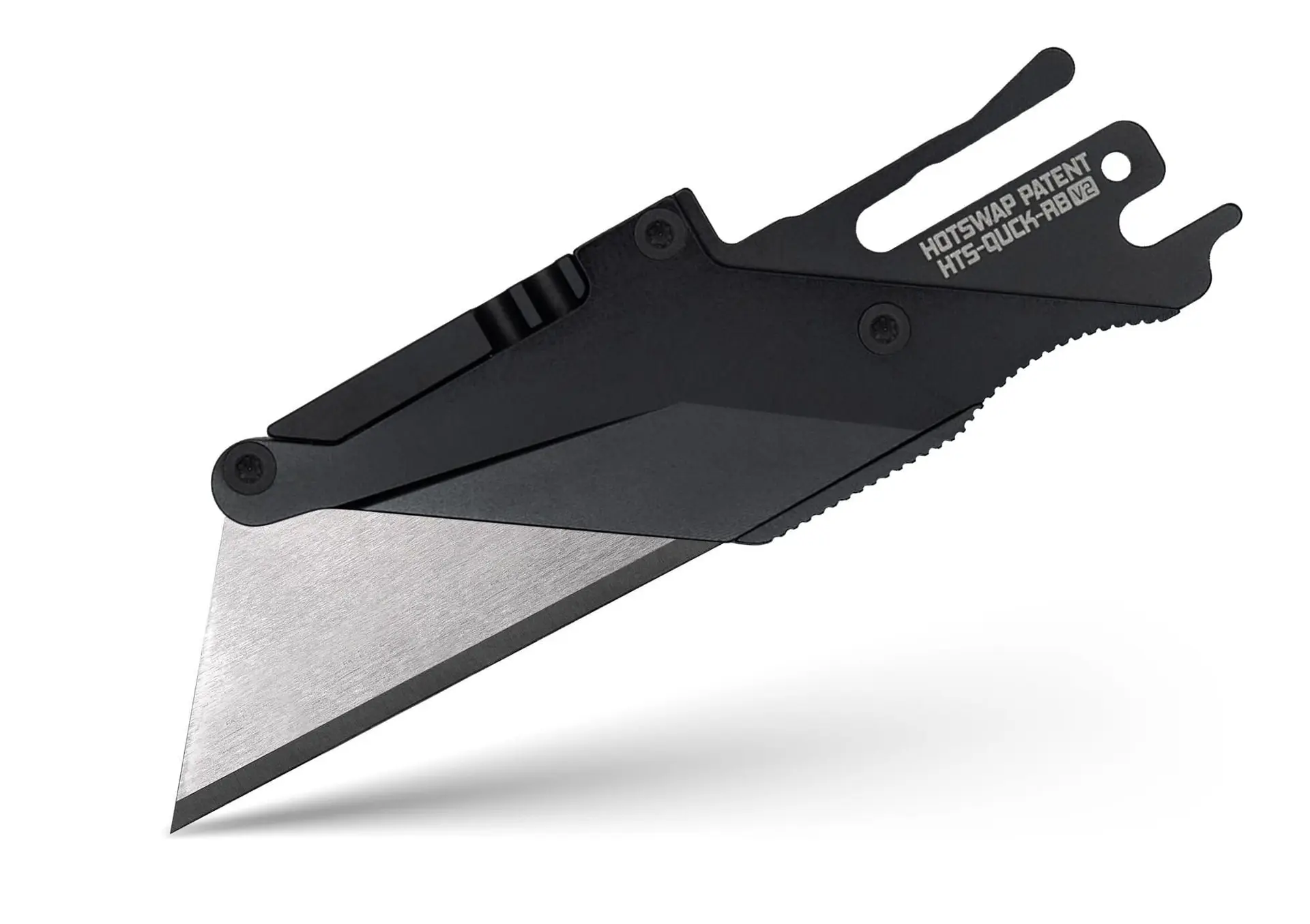 TiRant ULTRA HotSwap™ V2 Quick-Release RAZOR Blade Holder (Jet-Black & Contoured Tempered Stainless) Curved Choil + W/Micro-Jimping