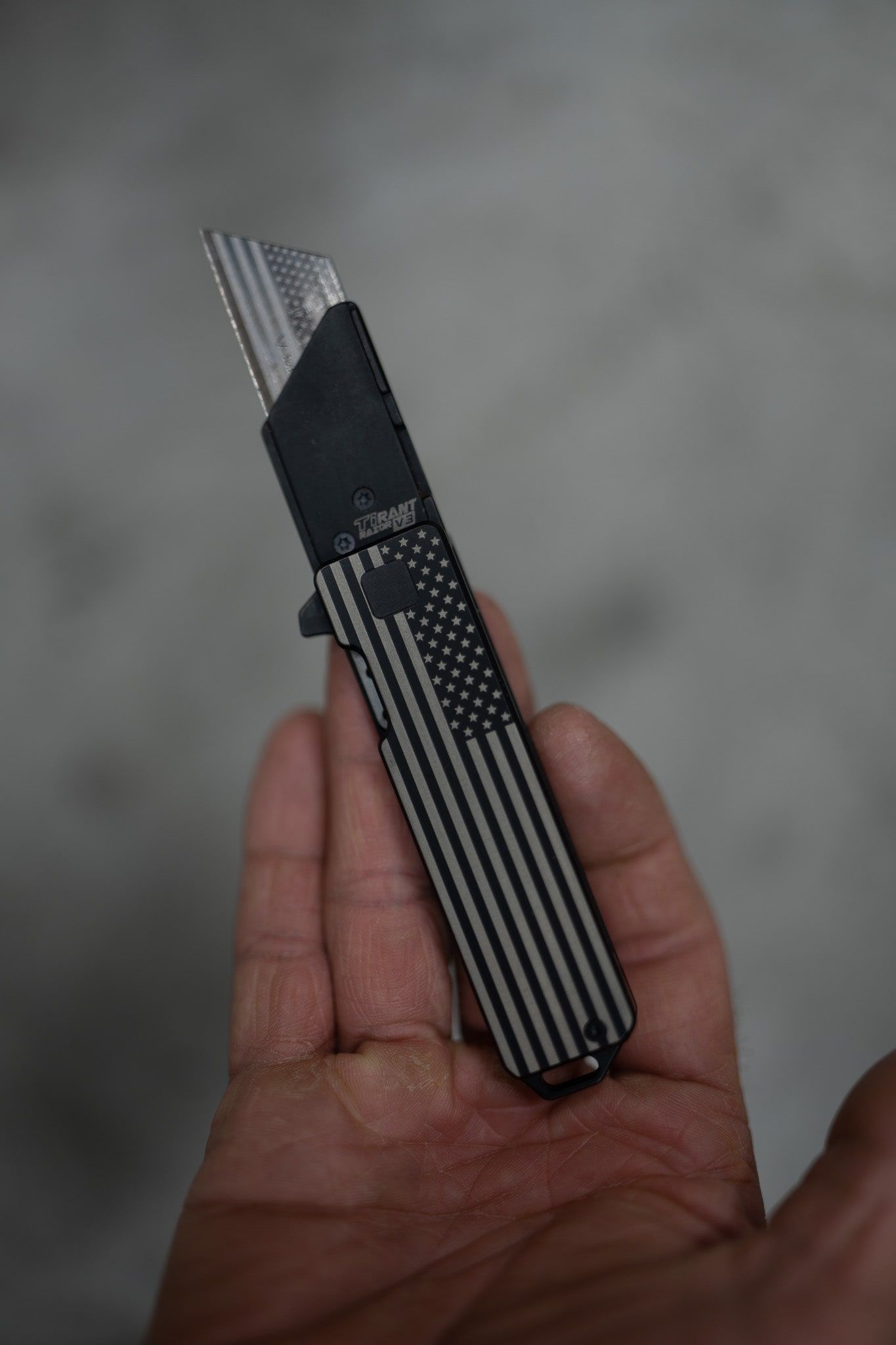 Jet-Black PVD 6AL-4V Titanium USA FLAG RH Handle With 1X Matching