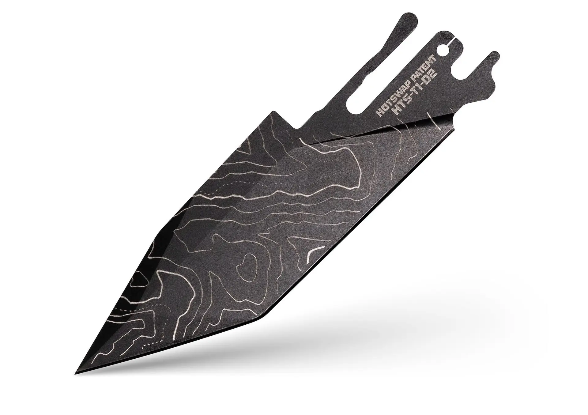 TiRant ULTRA HotSwap™ Tanto/Spearpoint Blade Replacement (Jet-Black Cascadia Laser Engraved D2 Tempered HRC 61+)
