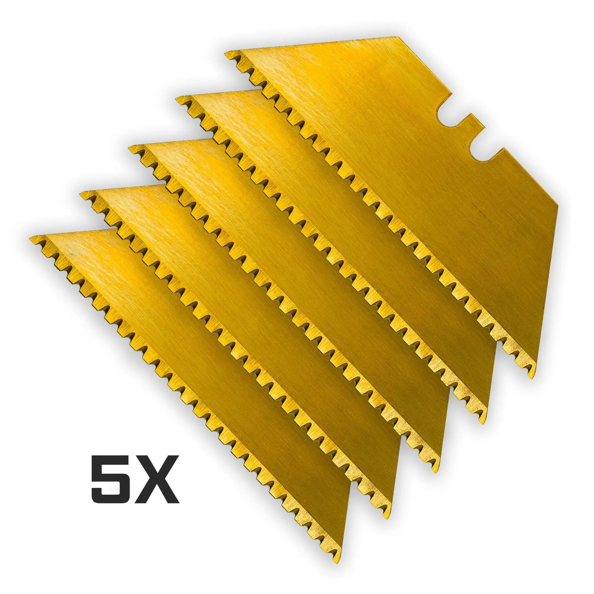 24-Point GOLD MICRO-SERRATED Razor Blades (Premium TITANIUM Coated SK5 Utility Knife Blades) 5-Pack or 10-Pack