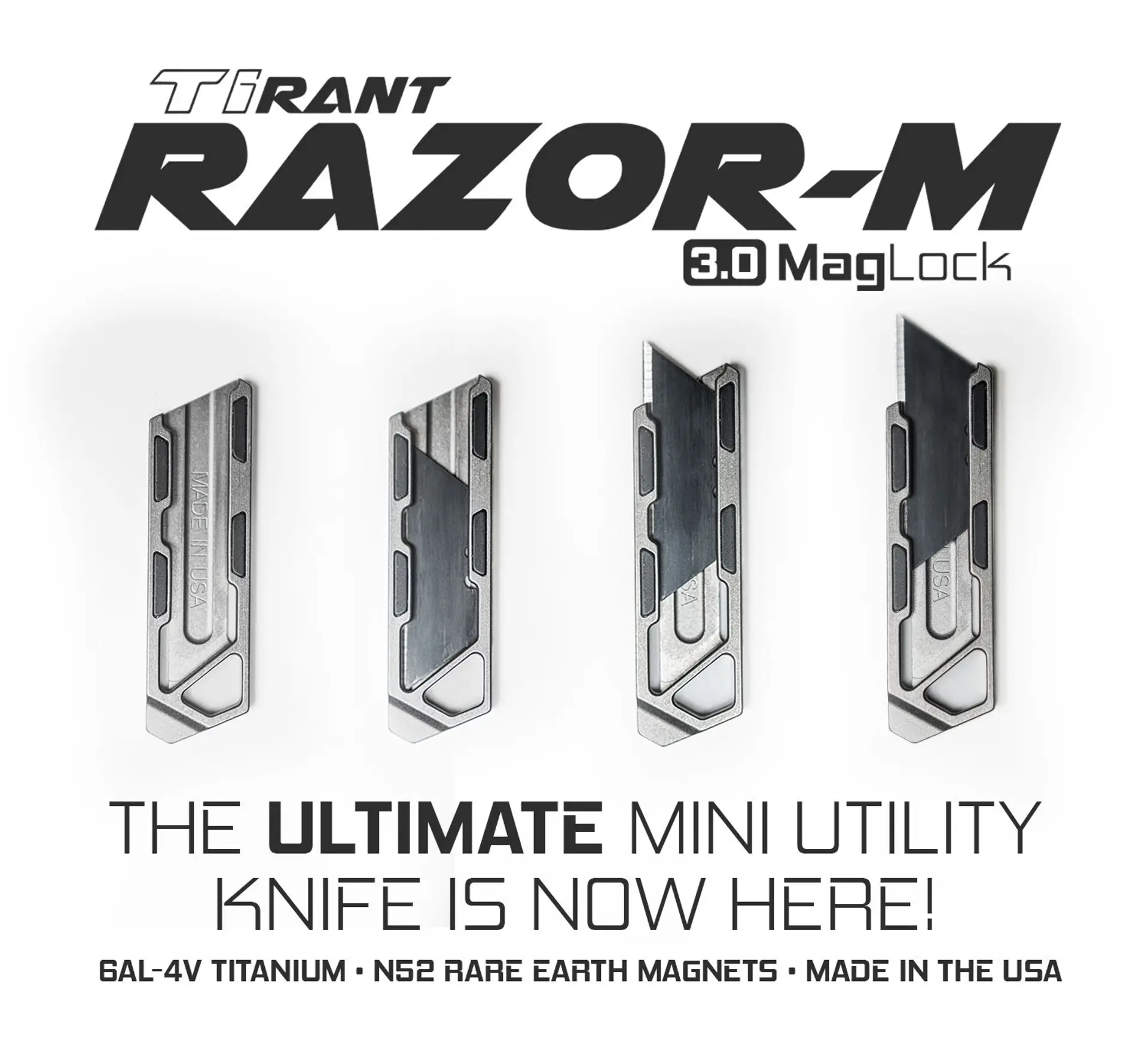 TiRant RAZOR-M 3.0 MagLock Utility Knife (METALLIC SUNFLOWER W/BLACK or SILVER MAGS)