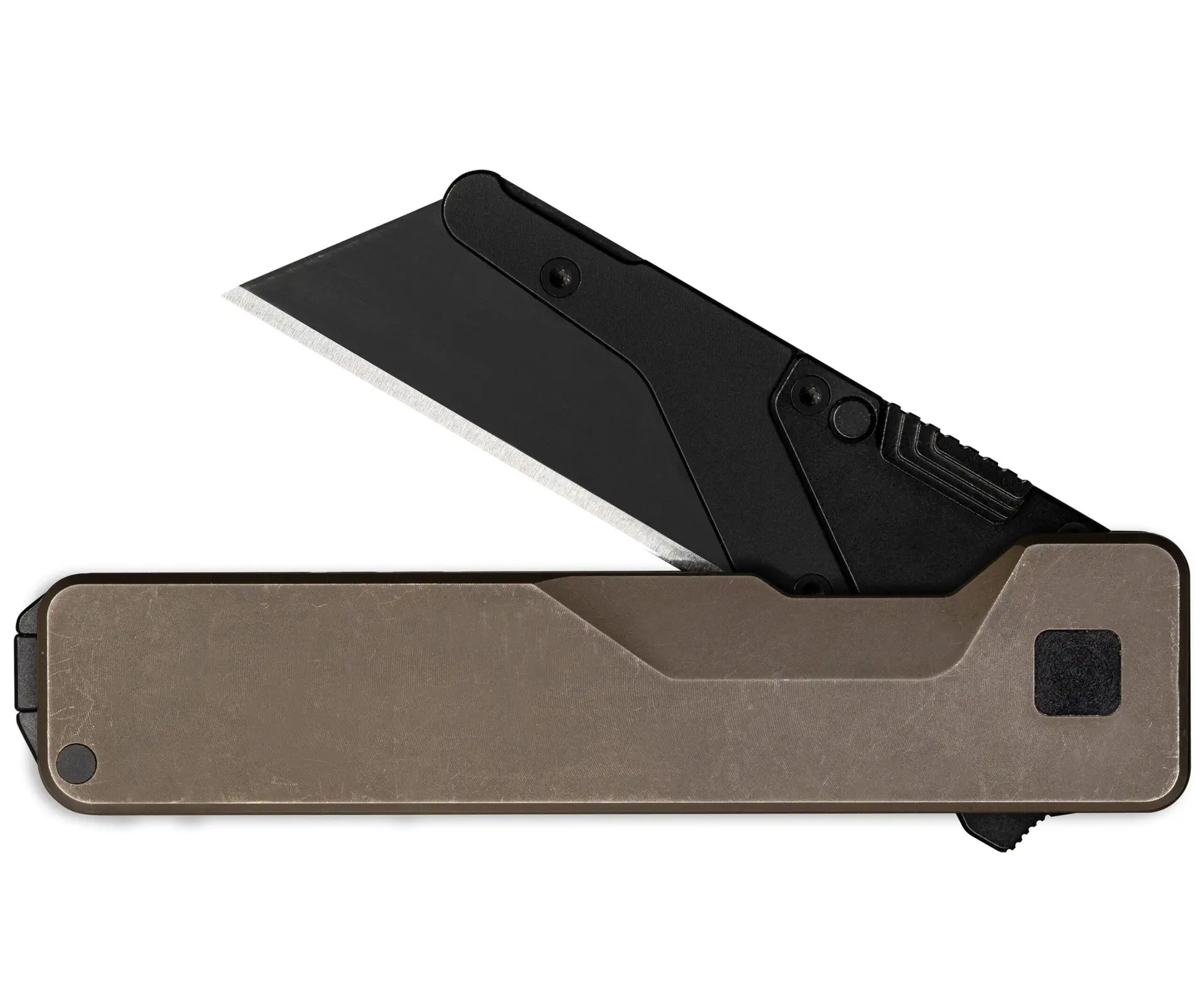 TiRant® ULTRA Utility Knife W/HotSwap™ Blade Replacements (6AL-4V Titanium) Centurion Bronze ANO + Jet-Black Hardware Contrast