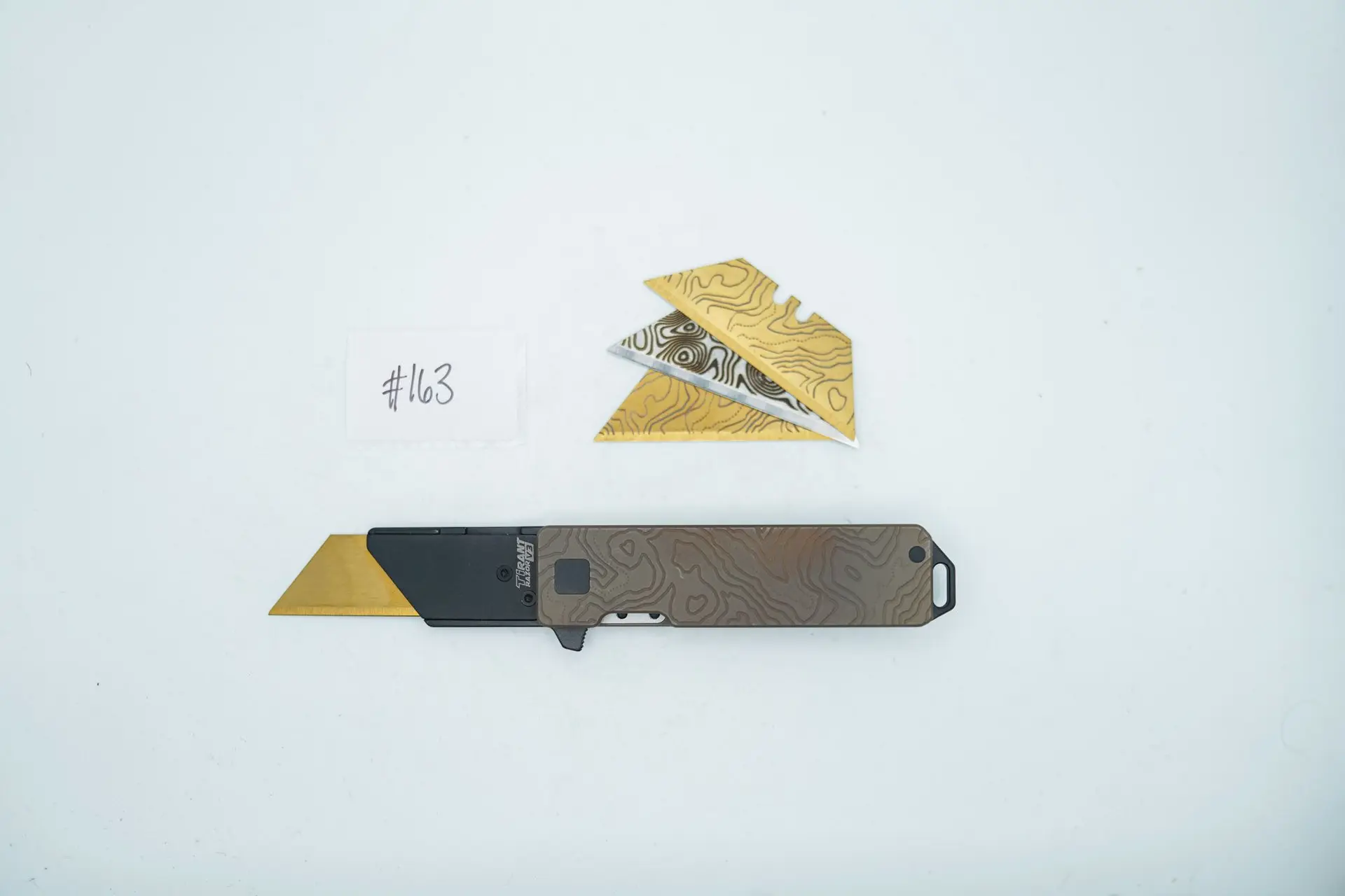 BUILD #163 — Condition 9/10 — TiRant RAZOR V3 Cascadia TOPO 3D-Milled Both Sides + Custom Centurion Bronze ANO + 3X Custom Laser Engraved Razor Blades From The ToolRoom