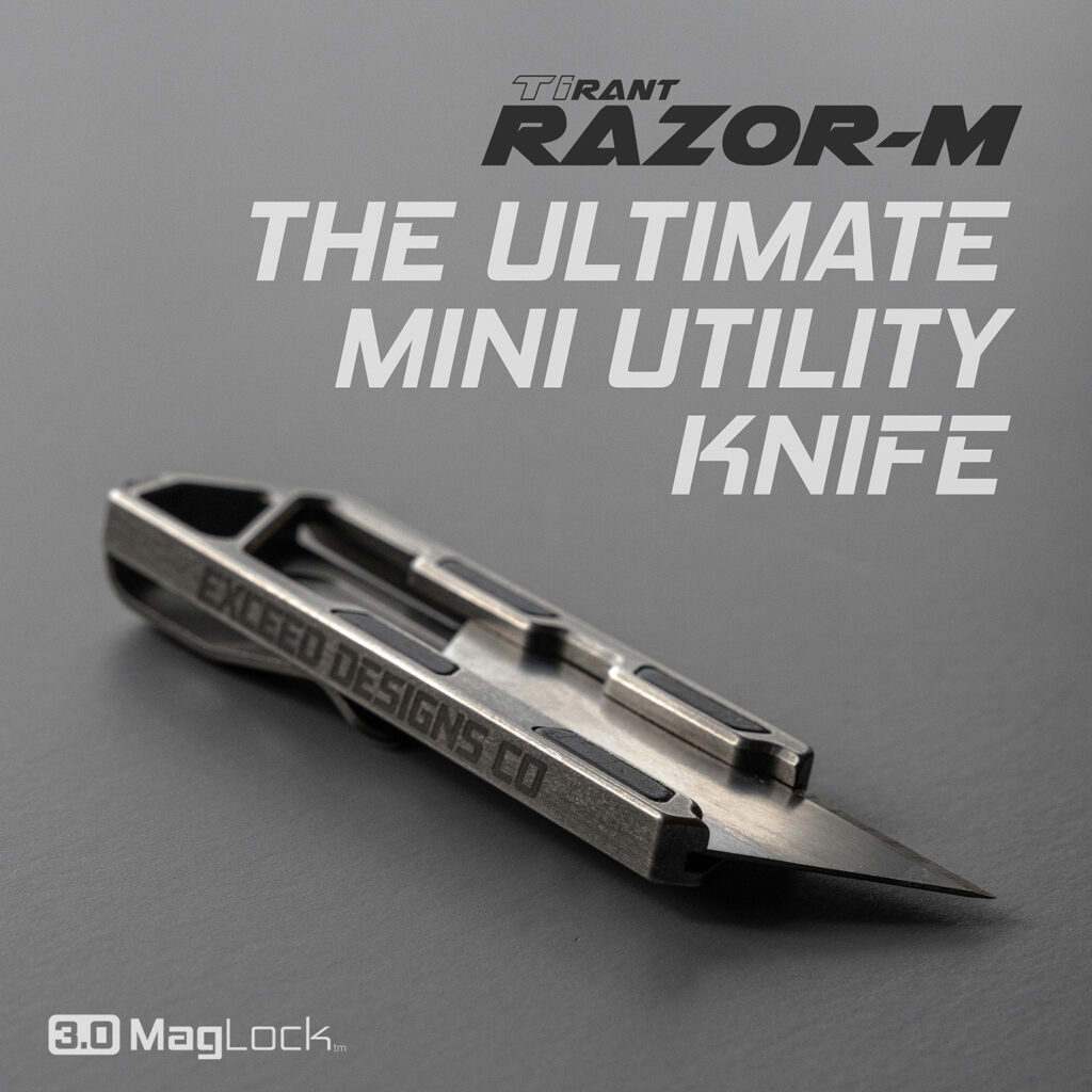 TiRant RAZORM 3.0 MagLock Utility Knife (Stonewashed 6AL4V Titanium