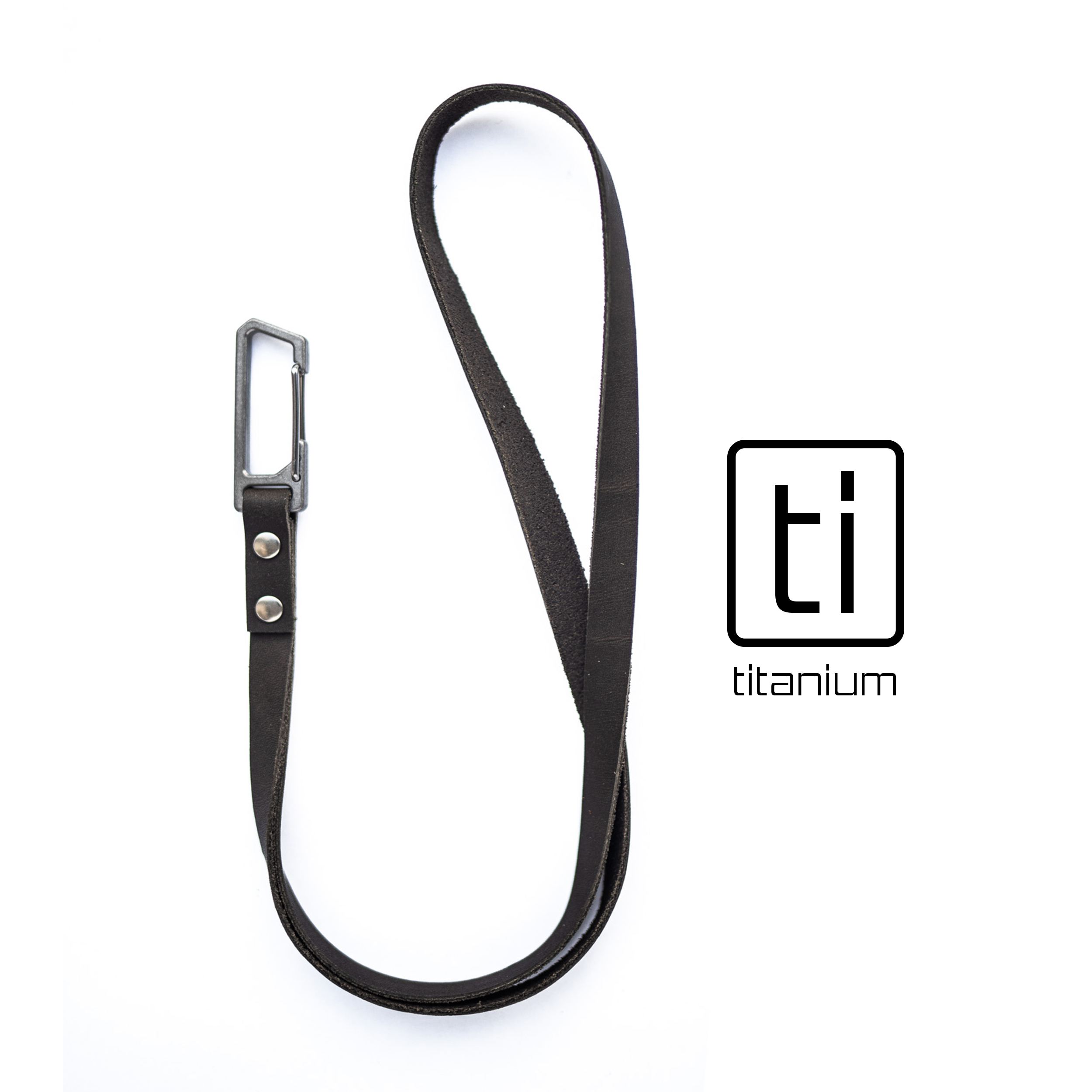 Ash-Black Tirant Latch 17 Leather Neck Lanyard w/Titanium Carabiner for Keys & Accessories (Made in Usa)