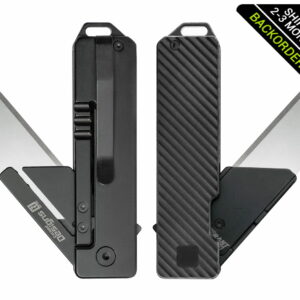 (Ships In 2-3 Months) TiRant® RAZOR V3 Utility Knife (50/50 Jet-Black PVD 6AL-4V Titanium SLASH EDITION)