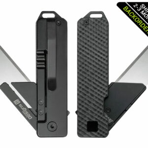 (Ships In 2-3 Months) TiRant® RAZOR V3 Utility Knife (50/50 Jet-Black + Carbon Fiber SLASH Edition)