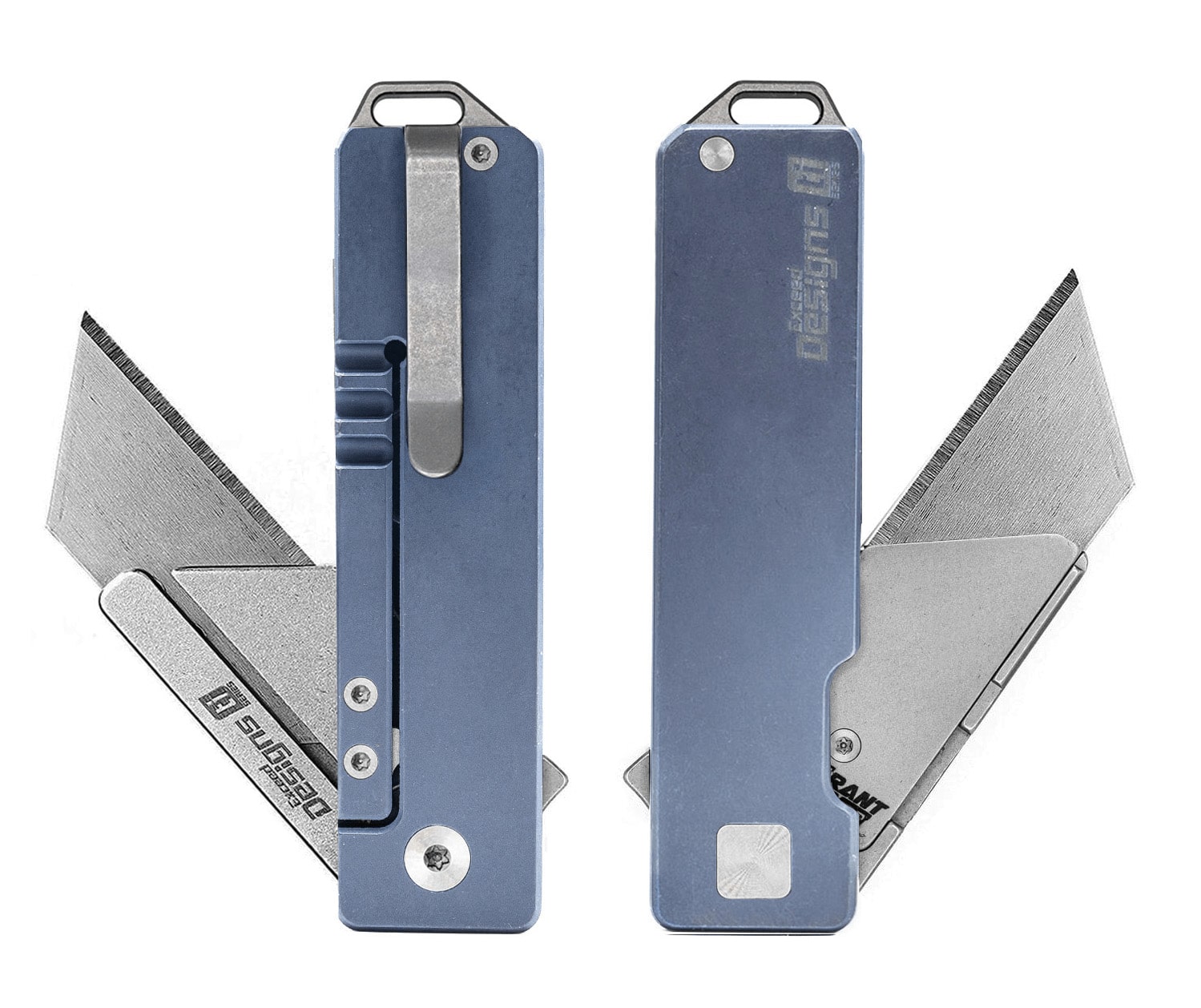 TiRant® RAZOR V3 Utility Knife (Cobalt Blue ANO Ti WORKS Edition + Stonewashed Blade Holder) 1-2 MONTH LEAD-TIME - Image 7