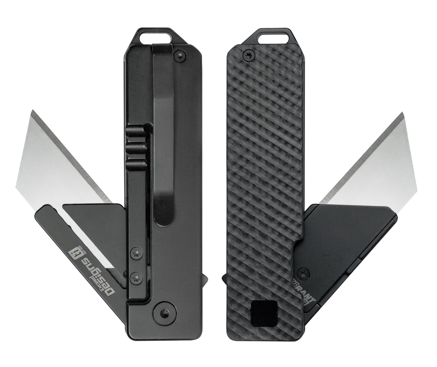 TiRant RAZOR V3 Utility Knife (50/50 Jet-Black + Carbon Fiber