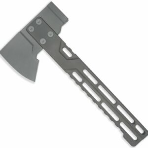 HYZER Titanium Hatchet W/Medium D2 Axe Head (Dark Grey Blasted 6AL-4V Titanium) FULL Length Handle