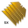 12-Point GOLD SERRATED Razor Blades (Premium TITANIUM Coated SK5 Utility Knife Blades) 5-Pack or 10-Pack