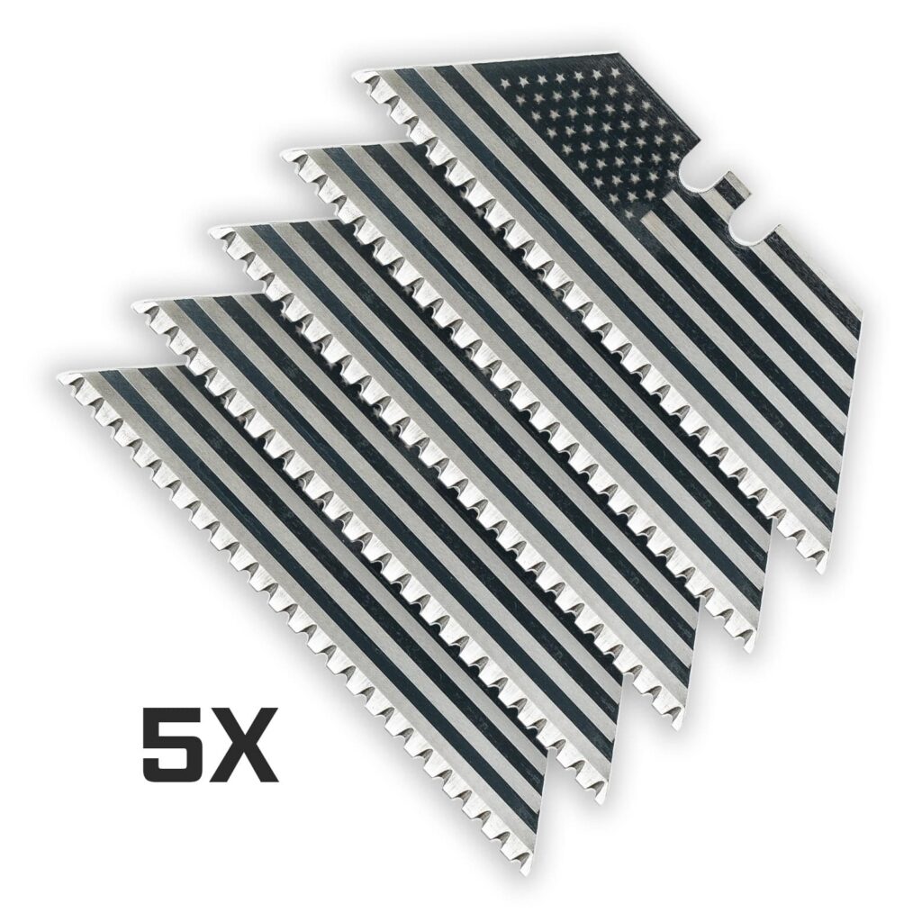 USA Flag 24-Point BLACK MICRO-SERRATED Razor Blades (Black Oxide Coated ...