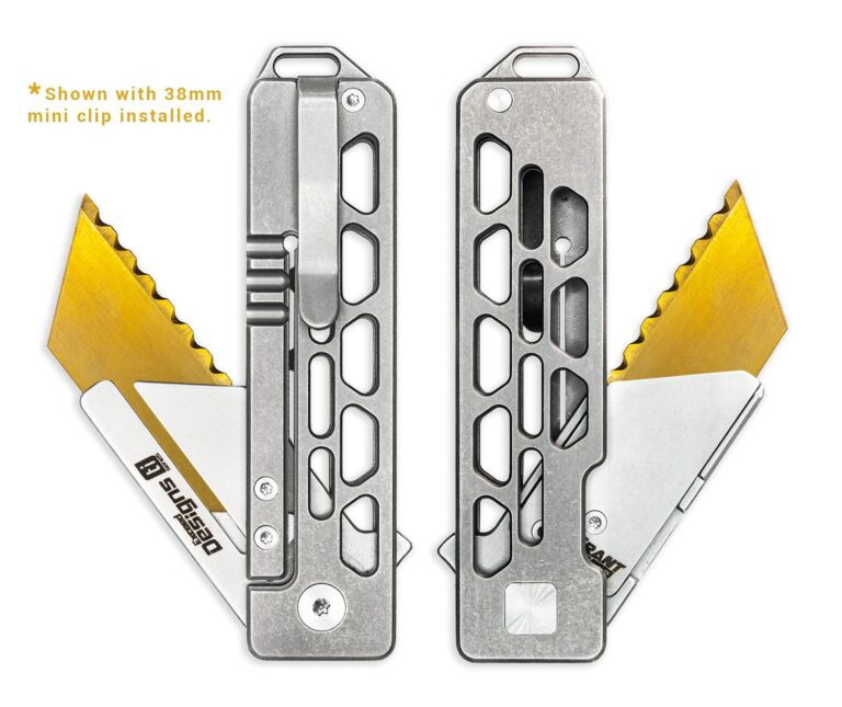 TiRant® RAZOR V3 Utility Knife (Stonewashed 6AL-4V Titanium) Dual-SIde ...