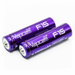2-Pack VAPCELL F15 1500MAH High-Capacity 14500 Battery (NO Rechargeable Port) 3.7V 5.55Wh - 4-Pack Batteries