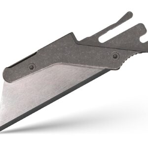 TiRant ULTRA HotSwap™ RAZOR Blade Holder W/Full-Edge Usability (Stonewashed 6AL-4V Titanium) W/Milled Curved Choil Jimping