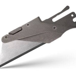 TiRant ULTRA HotSwap™ Quick-Release RAZOR Blade Holder - BLEMISH R&D 40% OFF SALE, PLEASE READ - (Stonewashed & Contoured 6AL-4V Titanium) With Curved Choil Micro-Jimping