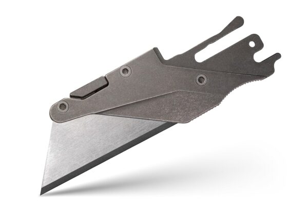 TiRant ULTRA HotSwap™ Quick-Release RAZOR Blade Holder - BLEMISH R&D 40% OFF SALE, PLEASE READ - (Stonewashed & Contoured 6AL-4V Titanium) With Curved Choil Micro-Jimping