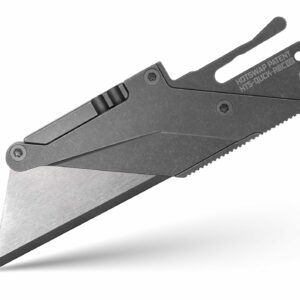 TiRant ULTRA HotSwap™ Quick-Release RAZOR Blade Holder (Stonewashed & Contoured Tempered Stainless) Straight Choil + W/Micro-Jimping