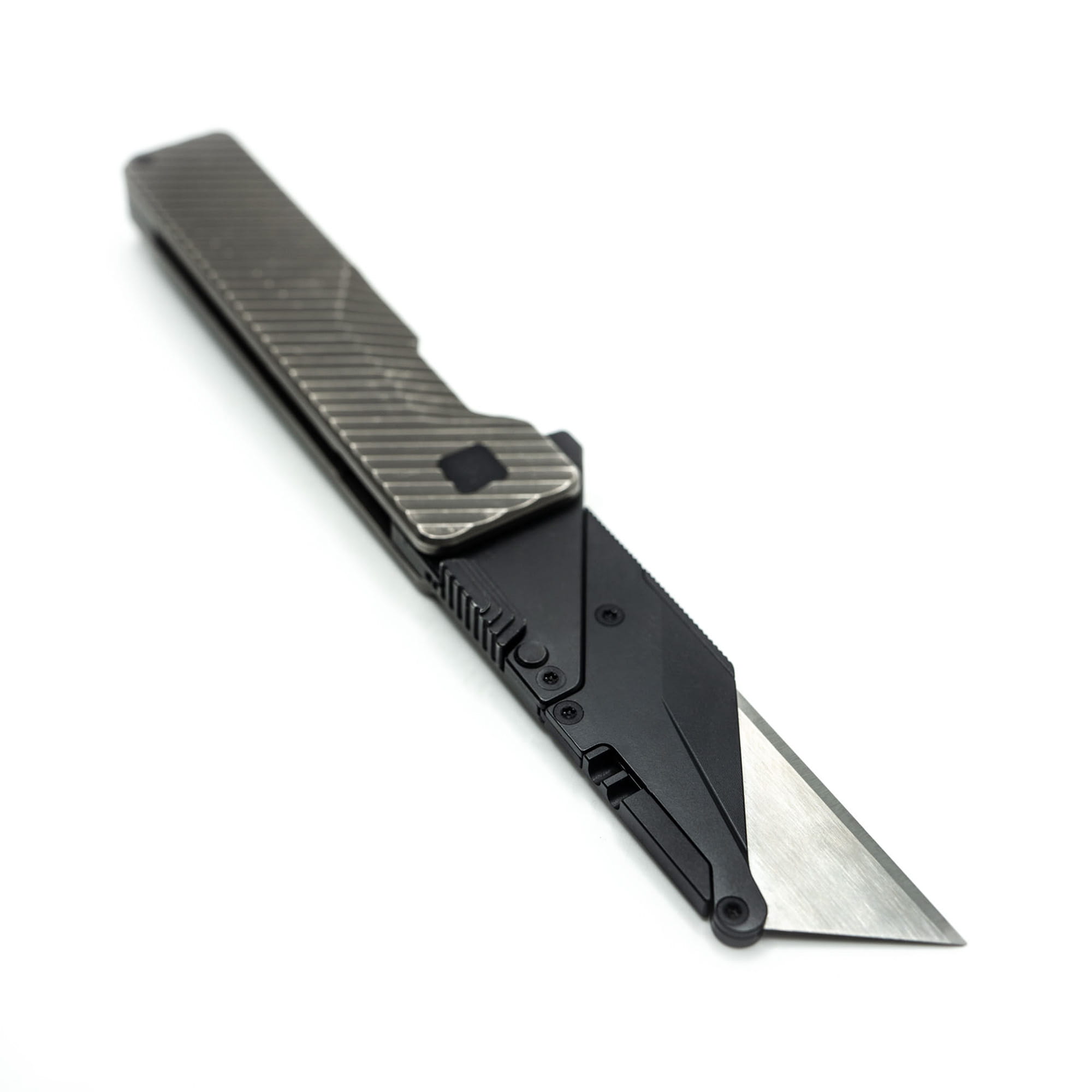 TiRant ULTRA HotSwap™ Quick-Release RAZOR Blade Holder (Jet-Black & Contoured Tempered Stainless) Straight Choil + W/Micro-Jimping - Image 8