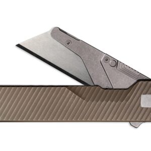 TiRant ULTRA Utility Knife W/HotSwap™ Blade Replacements (6AL-4V Titanium) DUAL Deep-Slash + Centurion Bronze  + Silver Hardware Contrast