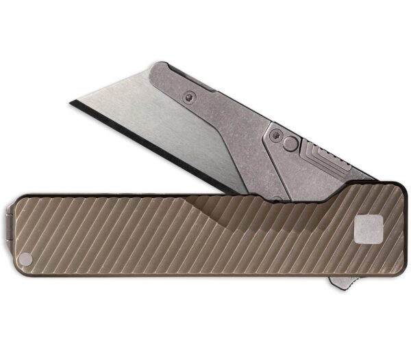 TiRant ULTRA Utility Knife W/HotSwap™ Blade Replacements (6AL-4V Titanium) DUAL Deep-Slash + Centurion Bronze  + Silver Hardware Contrast