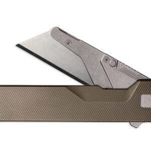 TiRant ULTRA Utility Knife W/HotSwap™ Blade Replacements (6AL-4V Titanium) DUAL Micro-Slash + Centurion Bronze ANO  + Silver Hardware Contrast