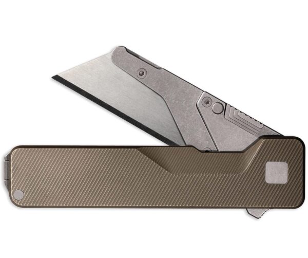 TiRant ULTRA Utility Knife W/HotSwap™ Blade Replacements (6AL-4V Titanium) DUAL Micro-Slash + Centurion Bronze ANO  + Silver Hardware Contrast