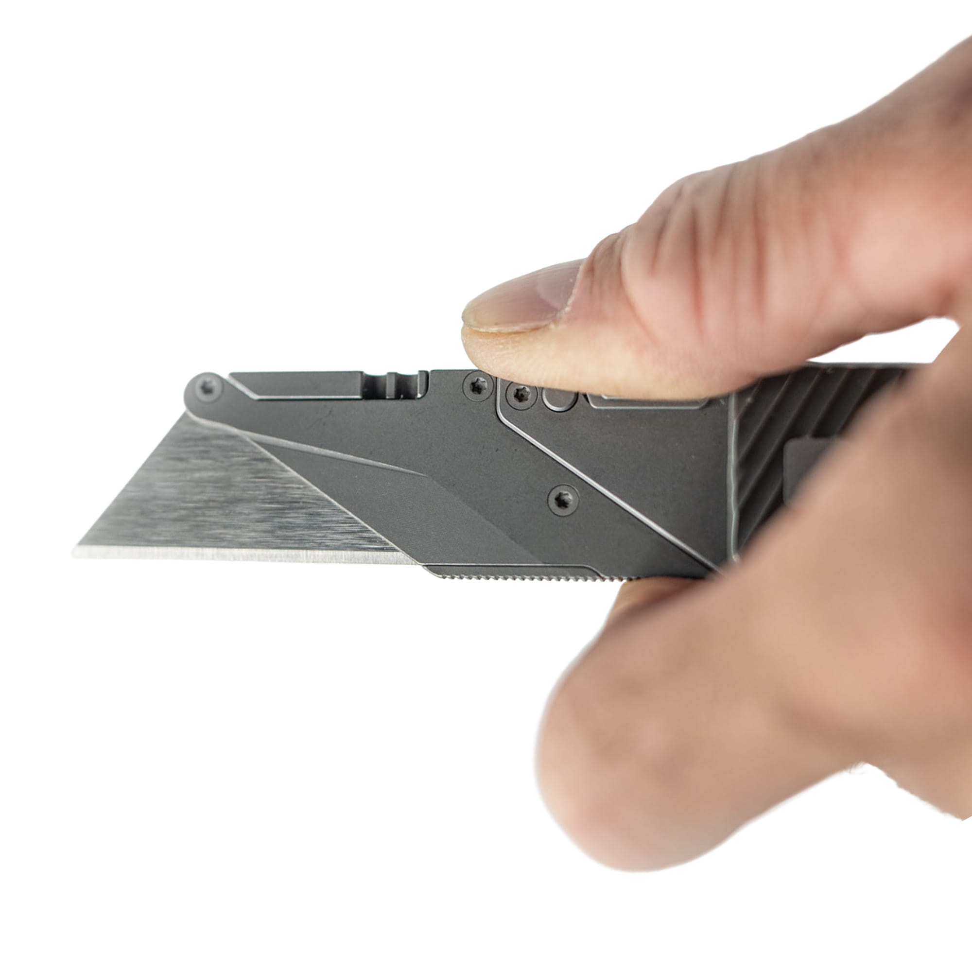 TiRant ULTRA HotSwap™ Quick-Release RAZOR Blade Holder (Stonewashed & Contoured Tempered Stainless) Curved Choil + W/Micro-Jimping - Image 6