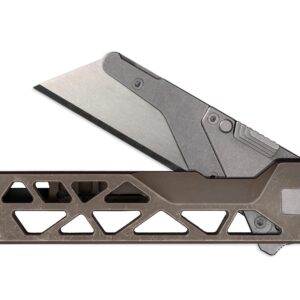 TiRant ULTRA Utility Knife W/HotSwap™ Blade Replacements (6AL-4V Titanium) SKELETON 'Skultra' + Centurion Bronze ANO + Silver Hardware Contrast