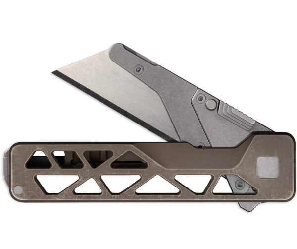 TiRant ULTRA Utility Knife W/HotSwap™ Blade Replacements (6AL-4V Titanium) SKELETON 'Skultra' + Centurion Bronze ANO + Silver Hardware Contrast